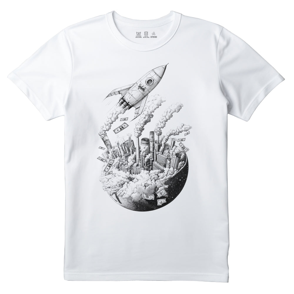 Frensh T-Shirt Money World Escape - couple régulière 100% coton bio