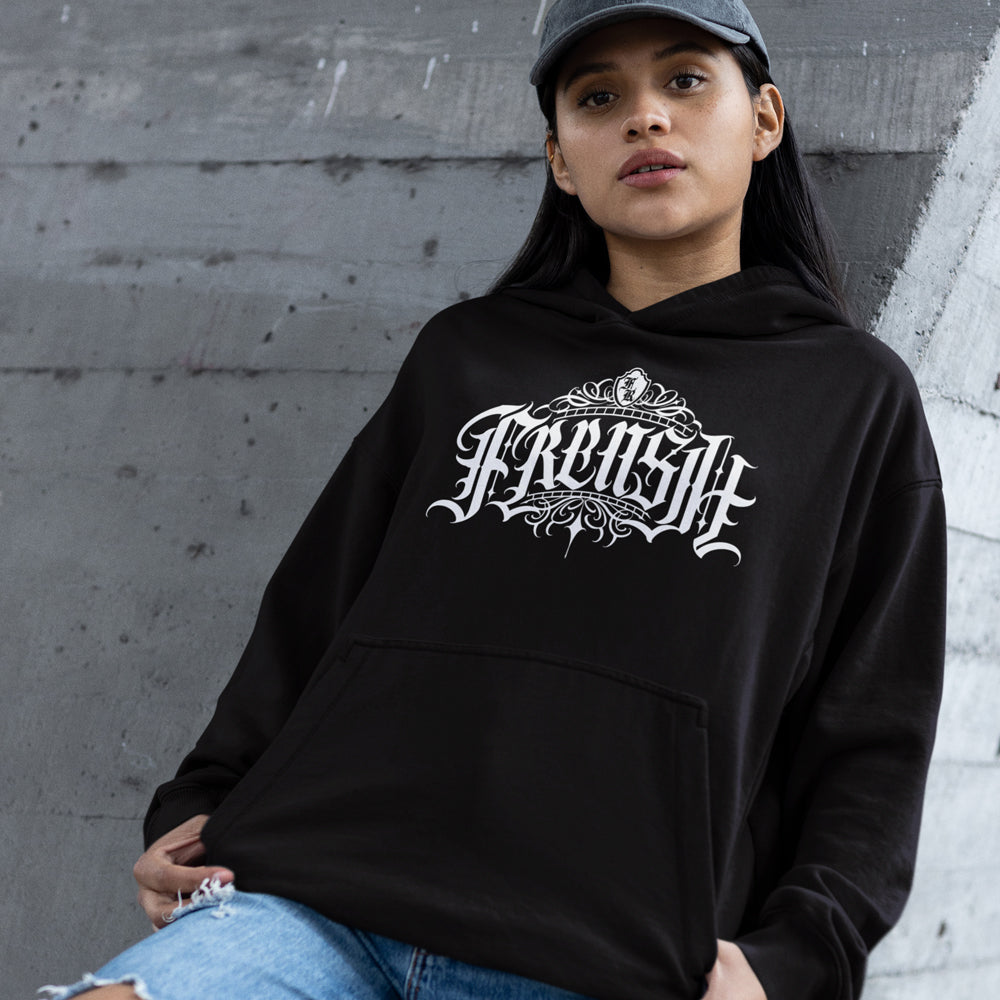 Sweat à capuche unisexe premium logo Frensh Blanc Imprimé