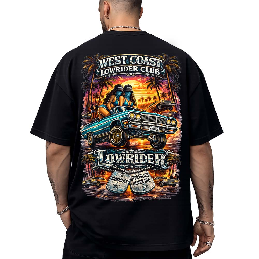 T-Shirt LowRider oversize Noir imprimé au dos -  100% coton bio