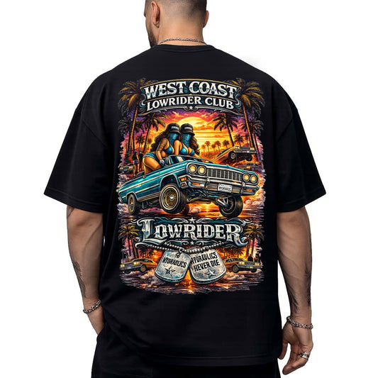 T-Shirt LowRider oversize Noir imprimé au dos -  100% coton bio
