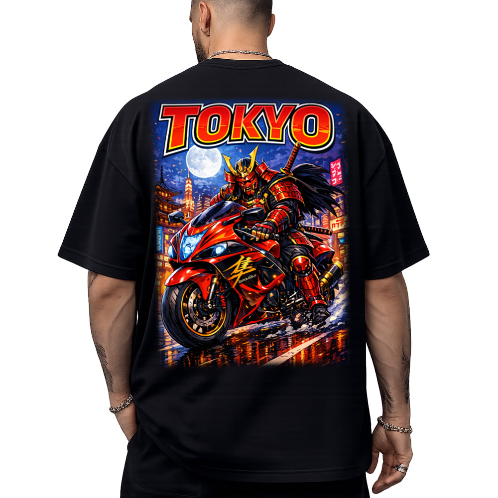 T-Shirt oversize Samuraï in TOKYO - Ayabuza rétro futuriste - décoloré à l'acid - unisexe