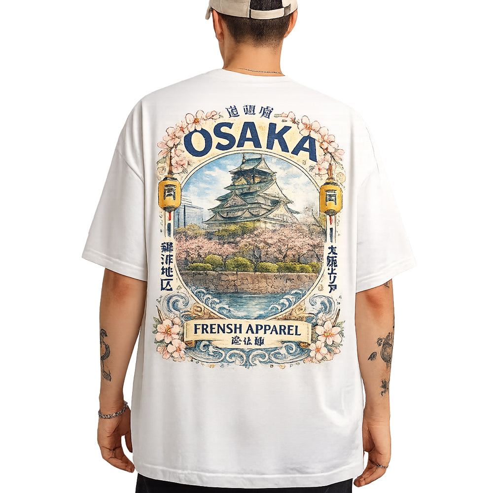 T-Shirt OSAKA blanc imprimé au dos - coupe OVERSIZE 100% coton bio