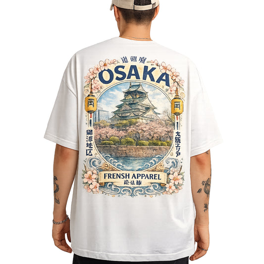 T-Shirt OSAKA blanc imprimé au dos - coupe OVERSIZE 100% coton bio