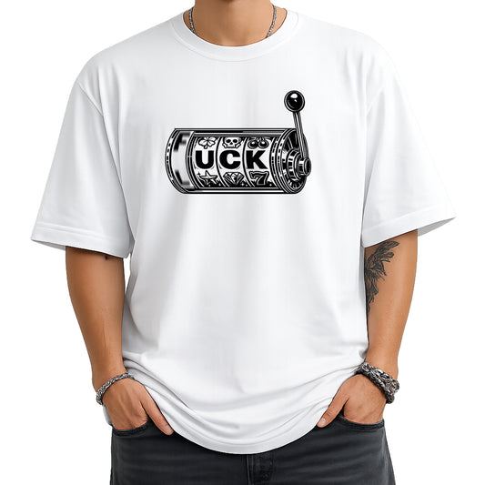 T-Shirt LUCK F*CK CASINO - blanc imprimé au dos - coupe OVERSIZE 100% coton bio