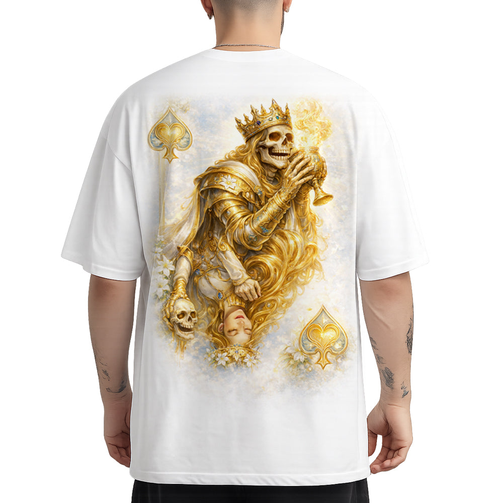 T-Shirt Gold Love Cards blanc imprimé au dos - coupe OVERSIZE 100% coton bio