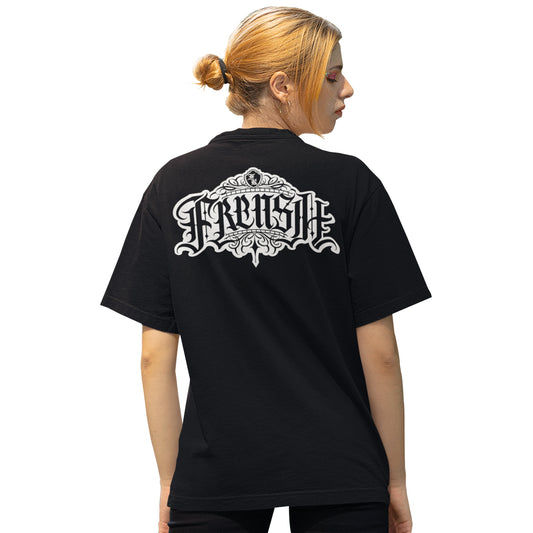 T-Shirt oversize Unisex - Logo contouré Frensh white Dos - Noir 50% coton recyclé - 50% coton 220g